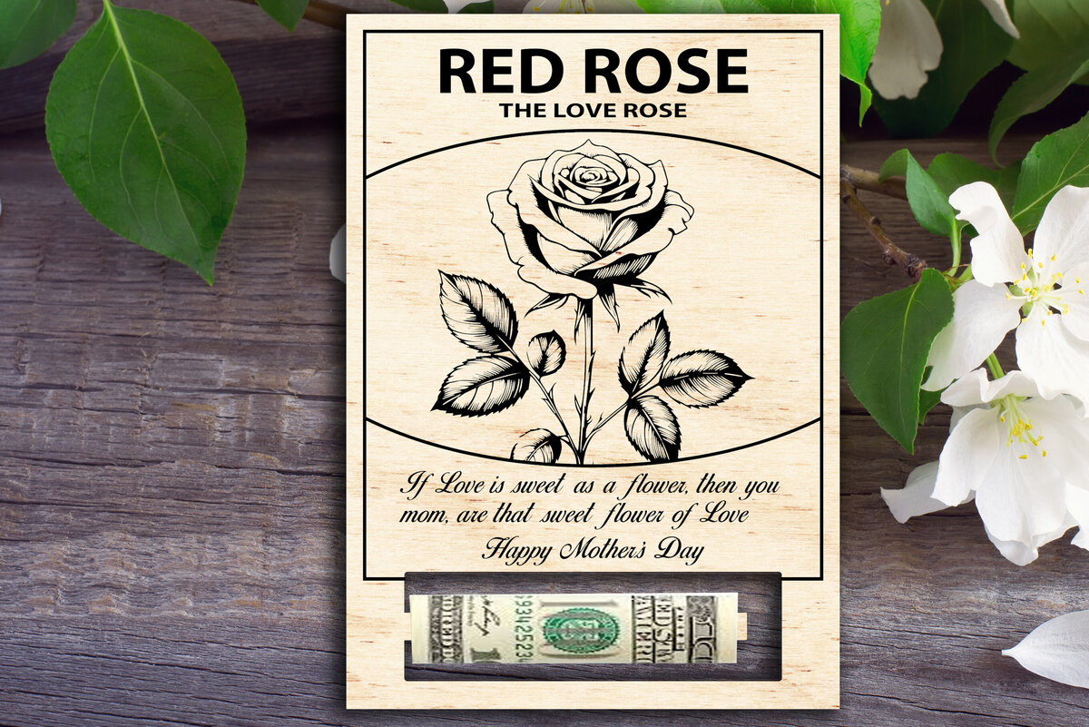 Intra απο ξύλο plywood 3mm-4mm πάχος – Κάτοχος χρημάτων για την Ημέρα της Μητέρας Red Rose Δίασταση  20x20 cm INTRAFABR-96776866