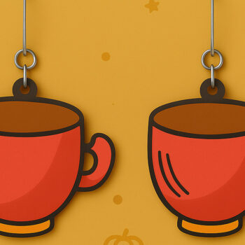 Intra απο ξύλο plywood 3mm-4mm πάχος – Κόκκινα σκουλαρίκια για φλιτζάνι τσαγιού Δίασταση  5x5 cm INTRAFABR-125294296 - Image 1