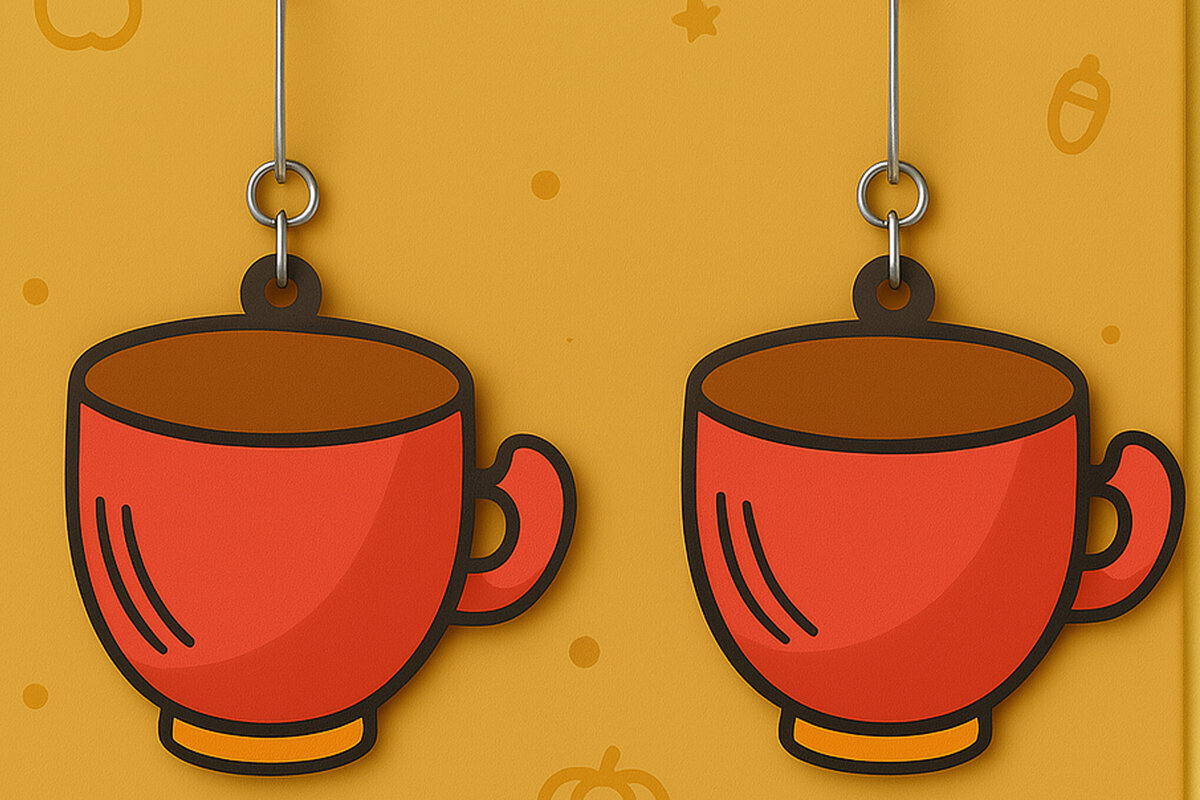 Intra απο ξύλο plywood 3mm-4mm πάχος – Κόκκινα σκουλαρίκια για φλιτζάνι τσαγιού Δίασταση  5x5 cm INTRAFABR-125294296