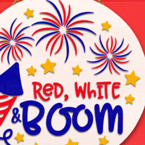 Intra απο ξύλο plywood 3mm-4mm πάχος – Red, White and Boom, Patriotic Door Δίασταση  20x20 cm INTRAFABR-121057703