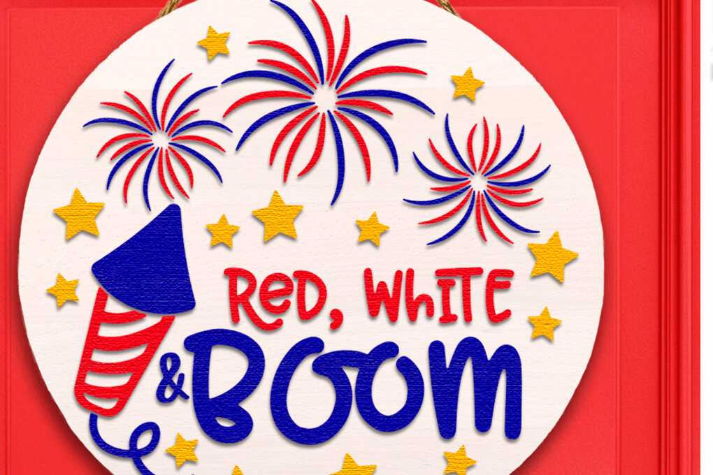 Intra απο ξύλο plywood 3mm-4mm πάχος – Red, White and Boom, Patriotic Door Δίασταση  20x20 cm INTRAFABR-121057703