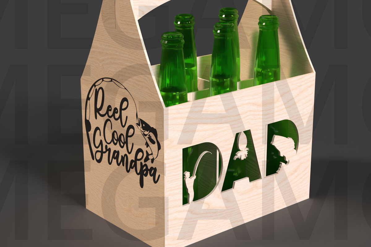 Intra απο ξύλο plywood 3mm-4mm πάχος – Reel Cool Grandpa Beer Caddy Cut Laser Δίασταση  20x20 cm INTRAFABR-122114070