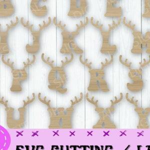 Intra απο ξύλο plywood 3mm-4mm πάχος – Reindeer Alphabet, Χριστούγεννα Δίασταση  20x20 cm INTRAFABR-39626481