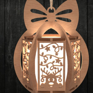 Intra απο ξύλο plywood 3mm-4mm πάχος – Χριστουγεννιάτικο Στολίδι Φαναριού με Τάρανδο Δίασταση 20x20 cm INTRAFABR-108508293