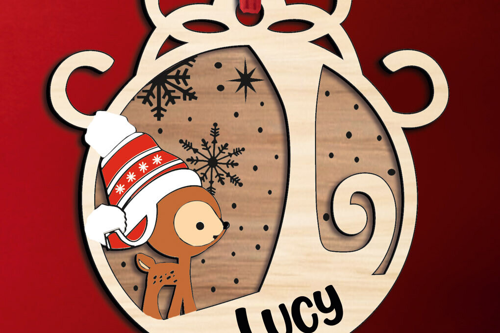 Intra απο ξύλο plywood 3mm-4mm πάχος – Χριστουγεννιάτικο γράμμα τάρανδος L Holiday Δίασταση  20x20 cm INTRAFABR-109760351