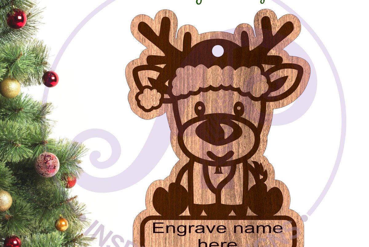 Intra απο ξύλο plywood 3mm-4mm πάχος – Χριστουγεννιάτικο στολίδι με τάρανδο Laser Δίασταση  20x20 cm INTRAFABR-85871944