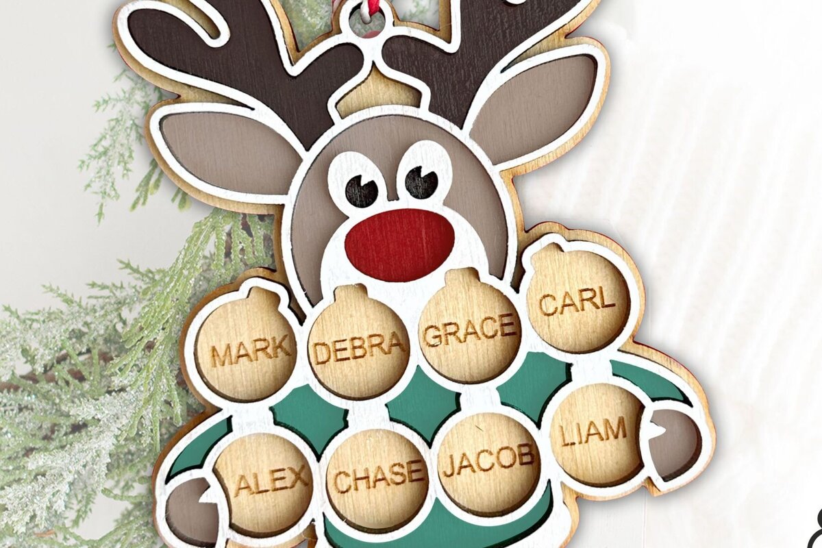 Intra απο ξύλο plywood 3mm-4mm πάχος – Χριστουγεννιάτικο στολίδι με τάρανδο Laser Δίασταση  20x20 cm INTRAFABR-83395615