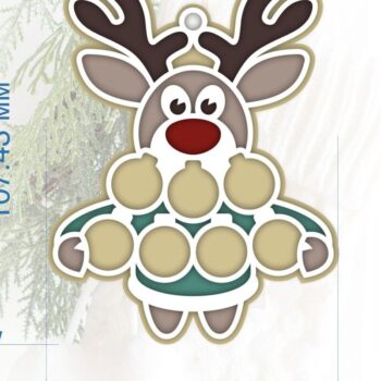 Intra απο ξύλο plywood 3mm-4mm πάχος – Χριστουγεννιάτικο στολίδι με τάρανδο Laser Δίασταση  20x20 cm INTRAFABR-83395615 - Image 6