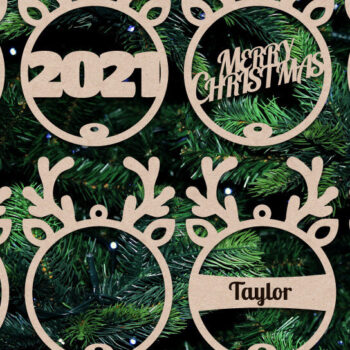 Intra απο ξύλο plywood 3mm-4mm πάχος – Αρχεία λέιζερ Χριστουγεννιάτικα στολίδια με τάρανδο Δίασταση  20x20 cm INTRAFABR-20606704 - Image 1