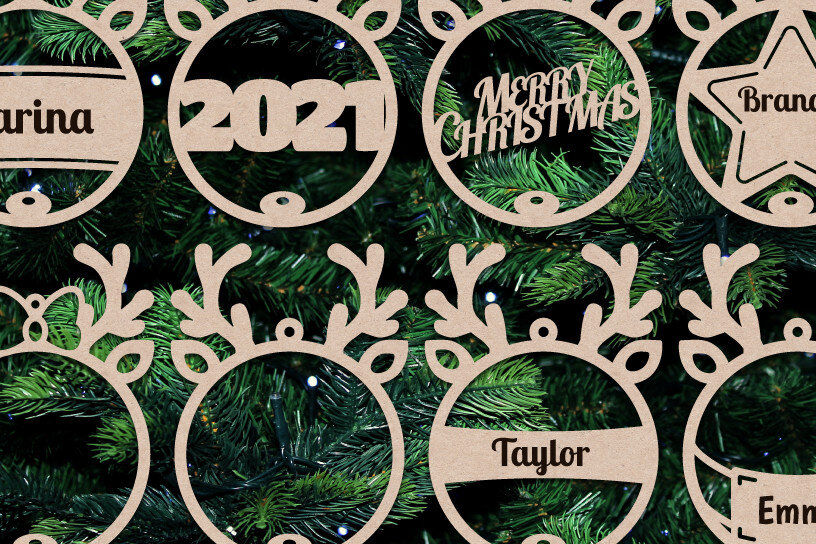 Intra απο ξύλο plywood 3mm-4mm πάχος – Αρχεία λέιζερ Χριστουγεννιάτικα στολίδια με τάρανδο Δίασταση  20x20 cm INTRAFABR-20606704