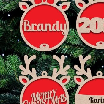 Intra απο ξύλο plywood 3mm-4mm πάχος – Αρχεία λέιζερ Χριστουγεννιάτικα στολίδια με τάρανδο Δίασταση  20x20 cm INTRAFABR-20606704 - Image 3