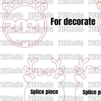 Intra απο ξύλο plywood 3mm-4mm πάχος – Αρχεία λέιζερ Χριστουγεννιάτικα στολίδια με τάρανδο Δίασταση  20x20 cm INTRAFABR-20606704 - Image 5