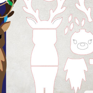 Intra απο ξύλο plywood 3mm-4mm πάχος – Απαλό κομμένο αρχείο Χριστουγεννιάτικου Βεράντας Τάρανδος Δίασταση  20x20 cm INTRAFABR-65622166