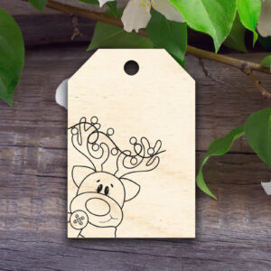 Intra απο ξύλο plywood 3mm-4mm πάχος – Τάρανδος Χριστουγεννιάτικη Ετικέτα - Στολίδι Δίασταση  20x20 cm INTRAFABR-75760087