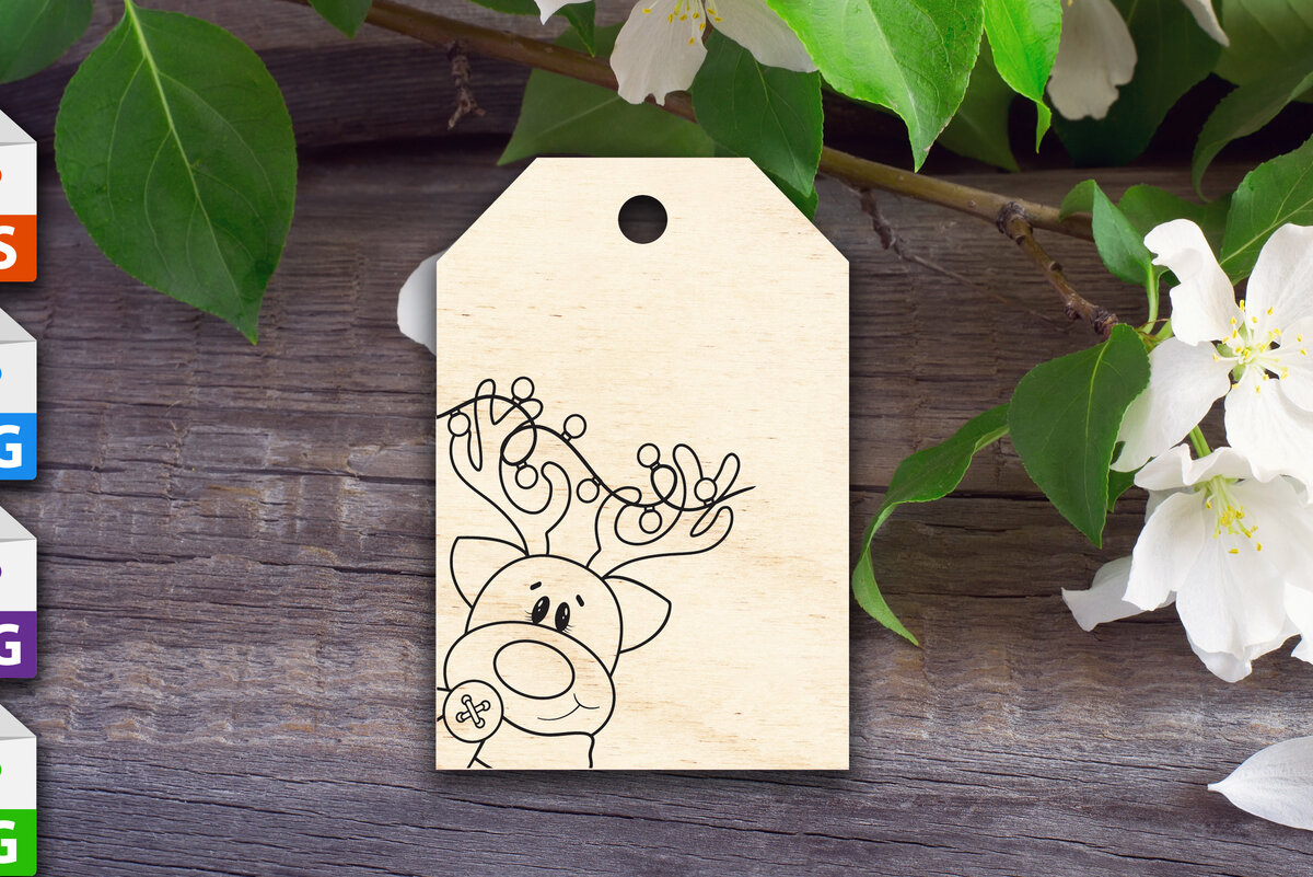 Intra απο ξύλο plywood 3mm-4mm πάχος – Τάρανδος Χριστουγεννιάτικη Ετικέτα - Στολίδι Δίασταση  20x20 cm INTRAFABR-75760087