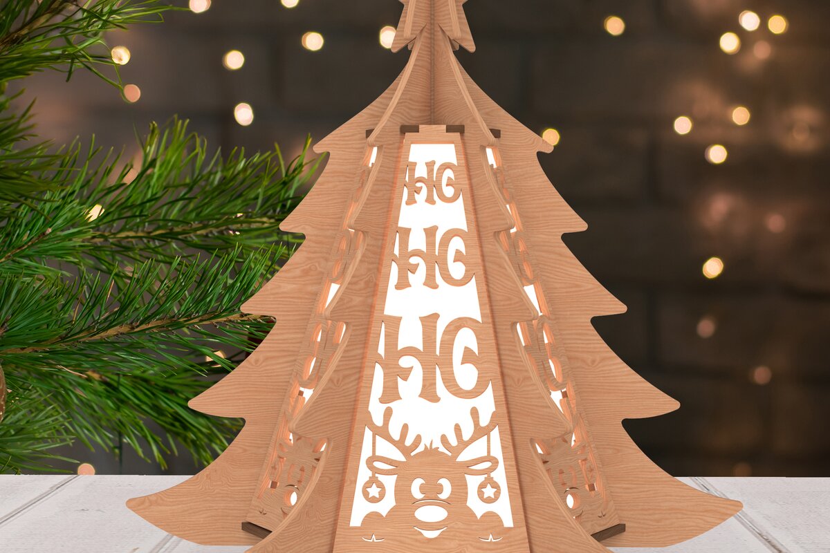 Intra απο ξύλο plywood 3mm-4mm πάχος – Φανάρι Χριστουγεννιάτικου Δέντρου με Τάρανδο Δίασταση  20x20 cm INTRAFABR-108650649