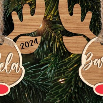 Intra απο ξύλο plywood 3mm-4mm πάχος – Χριστουγεννιάτικο στολίδι με προσαρμοσμένο όνομα τάρανδος Δίασταση  20x20 cm INTRAFABR-111373503 - Image 1