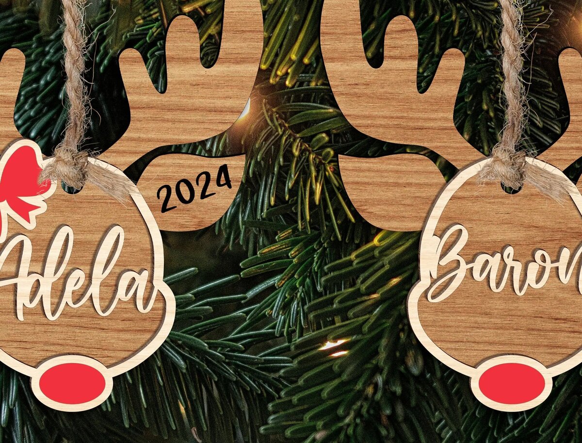 Intra απο ξύλο plywood 3mm-4mm πάχος – Χριστουγεννιάτικο στολίδι με προσαρμοσμένο όνομα τάρανδος Δίασταση  20x20 cm INTRAFABR-111373503