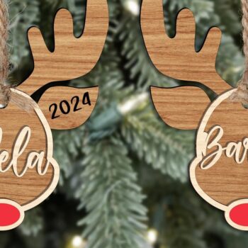 Intra απο ξύλο plywood 3mm-4mm πάχος – Χριστουγεννιάτικο στολίδι με προσαρμοσμένο όνομα τάρανδος Δίασταση  20x20 cm INTRAFABR-111373503 - Image 2