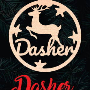 Intra απο ξύλο plywood 3mm-4mm πάχος – Χριστουγεννιάτικο στολίδι Reindeer Dasher Δίασταση  20x20 cm INTRAFABR-6096051