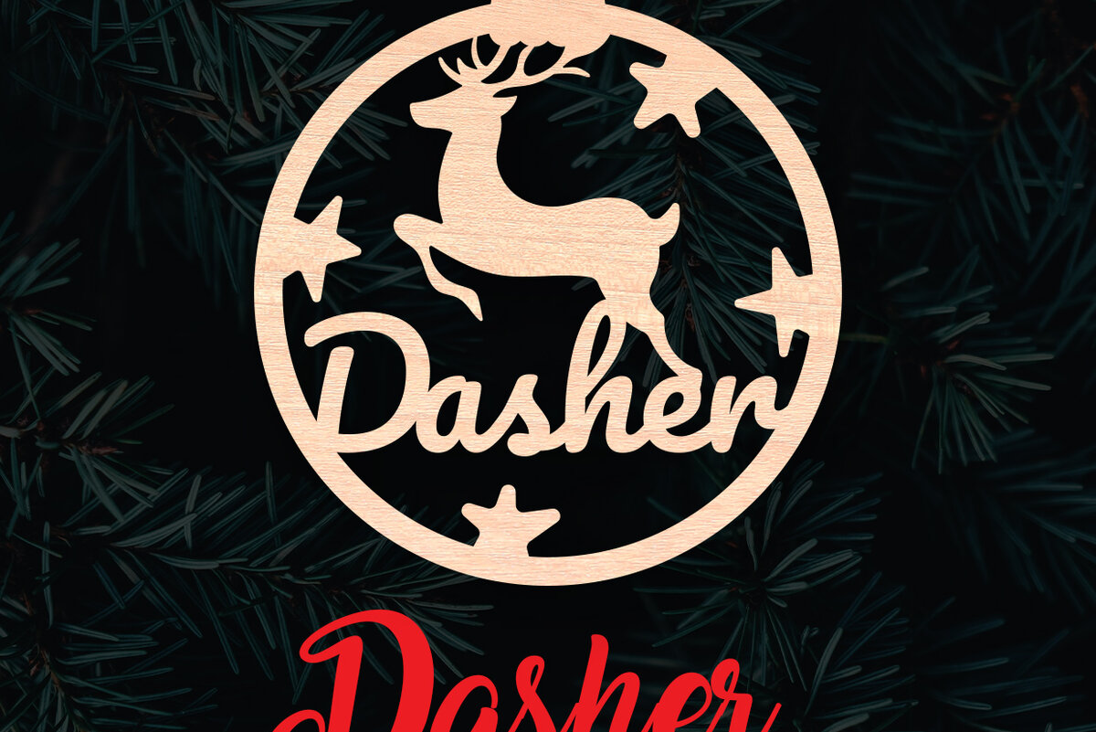 Intra απο ξύλο plywood 3mm-4mm πάχος – Χριστουγεννιάτικο στολίδι Reindeer Dasher Δίασταση  20x20 cm INTRAFABR-6096051