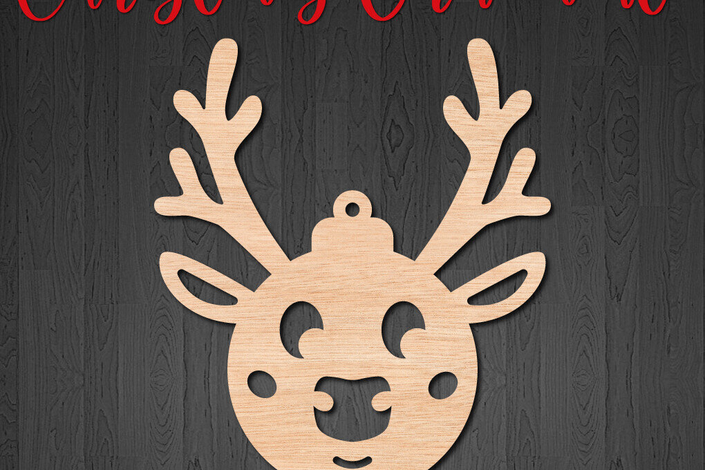 Intra απο ξύλο plywood 3mm-4mm πάχος – Χριστουγεννιάτικο στολίδι προσώπου με τάρανδο Δίασταση  20x20 cm INTRAFABR-110463863