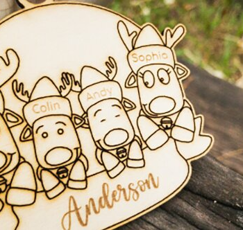 Intra απο ξύλο plywood 3mm-4mm πάχος – Οικογενειακό Στολίδι Τάρανδος Δίασταση  20x20 cm INTRAFABR-81243542 - Image 2