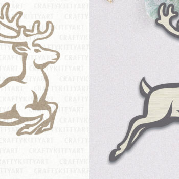 Intra απο ξύλο plywood 3mm-4mm πάχος – Reindeer Flying, Κοπή βινυλίου με λέιζερ Δίασταση  20x20 cm INTRAFABR-111006992 - Image 2