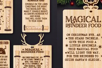 Intra απο ξύλο plywood 3mm-4mm πάχος – Στολίδι βάσης τροφής με τάρανδο Δίασταση  20x20 cm INTRAFABR-75042319