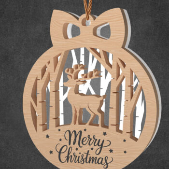 Intra απο ξύλο plywood 3mm-4mm πάχος – Χριστουγεννιάτικο στολίδι του δάσους των ταράνδων Δίασταση 20x20 cm INTRAFABR-108957643 - Image 1