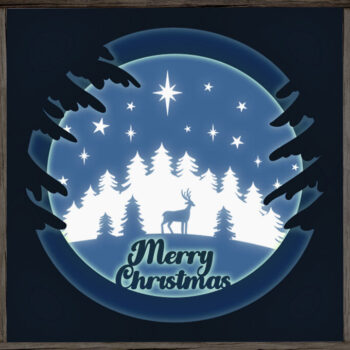 Intra απο ξύλο plywood 3mm-4mm πάχος – Reindeer Forest Shadow Box 3 Layers Δίασταση  20x20 cm INTRAFABR-75997783 - Image 3