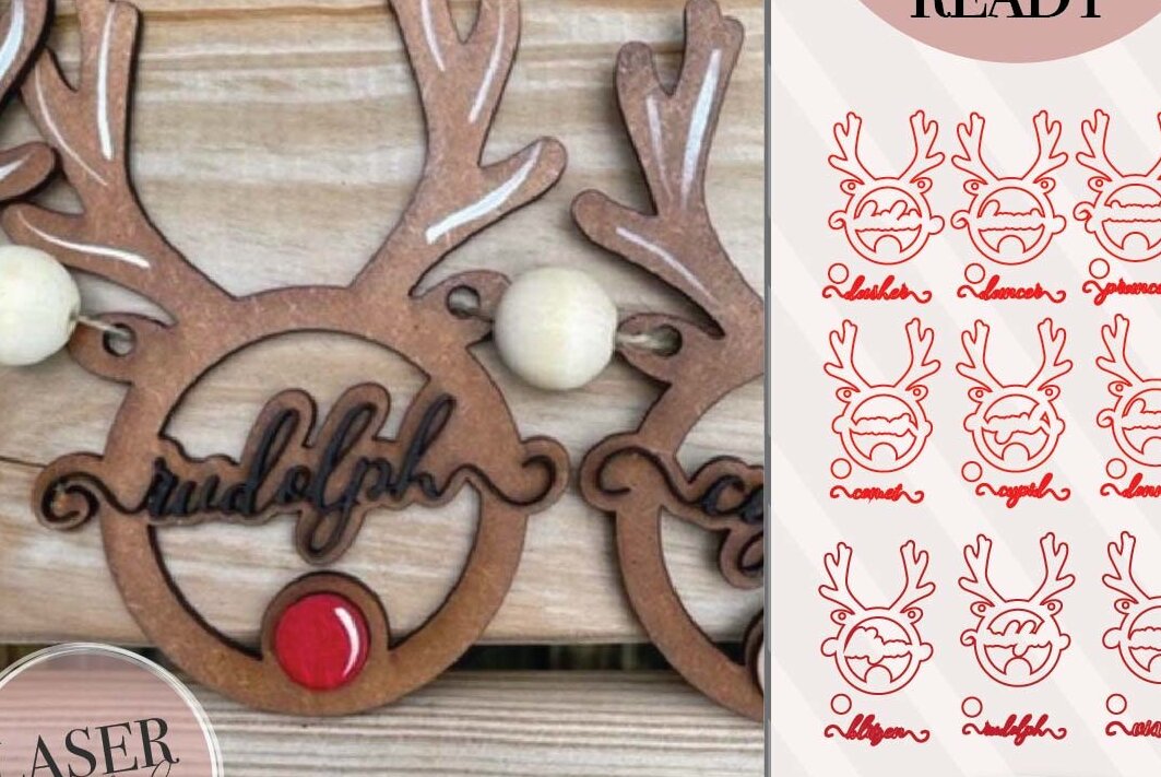 Intra απο ξύλο plywood 3mm-4mm πάχος – Reindeer Garland Δίασταση  20x20 cm INTRAFABR-72645314