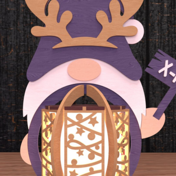 Intra απο ξύλο plywood 3mm-4mm πάχος – Χριστουγεννιάτικο φανάρι με ταράνδους Gnome Δίασταση 20x20 cm INTRAFABR-108066304 - Image 1