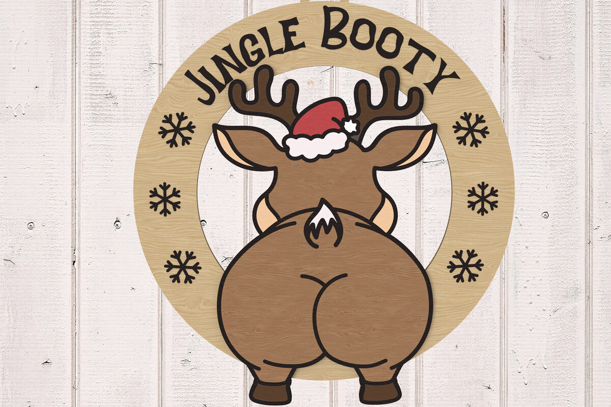 Intra απο ξύλο plywood 3mm-4mm πάχος – Στολίδι ταράνδου Jingle Booty Δίασταση  20x20 cm INTRAFABR-108127430