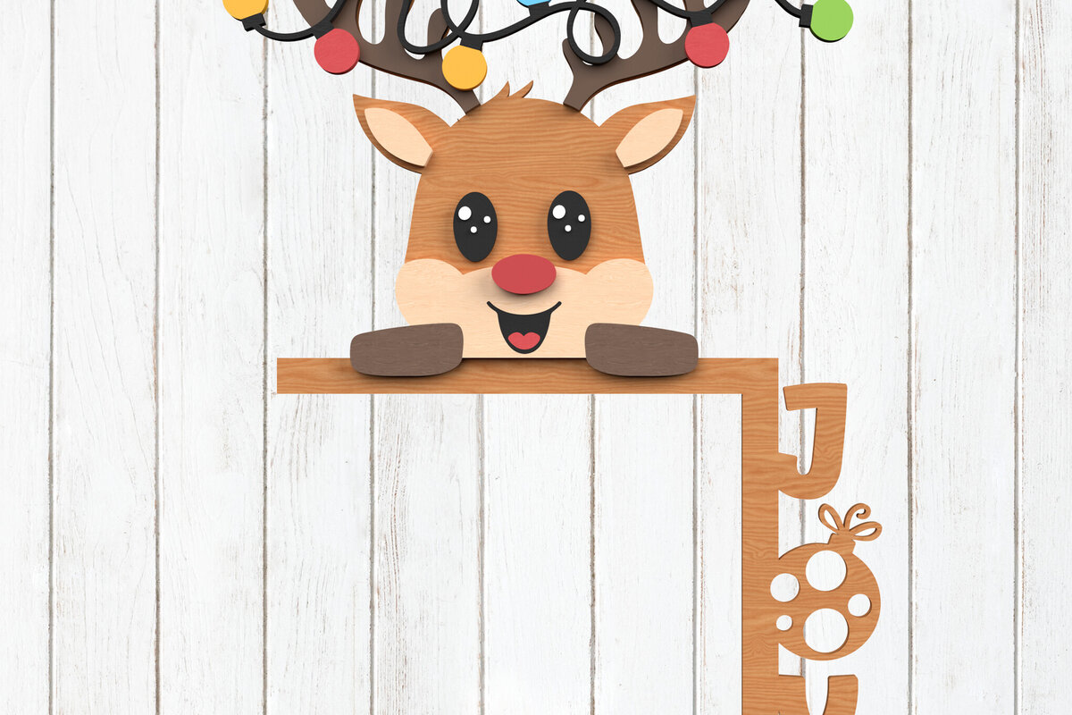 Intra απο ξύλο plywood 3mm-4mm πάχος – Γωνιακή διακόσμηση ραφιού Reindeer Joy Δίασταση  20x20 cm INTRAFABR-110667713