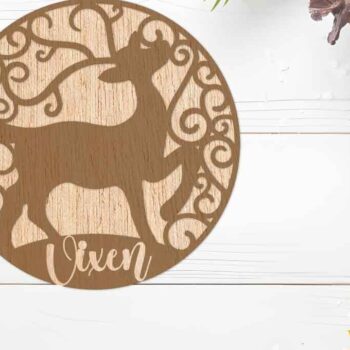 Intra απο ξύλο plywood 3mm-4mm πάχος – Διακοσμητικά κομμένα με λέιζερ τάρανδος Δίασταση 20x20 cm INTRAFABR-105612353 - Image 2