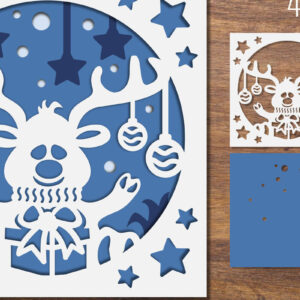 Intra απο ξύλο plywood 3mm-4mm πάχος – Reindeer Layered Papercut Δίασταση  20x20 cm INTRAFABR-85007862