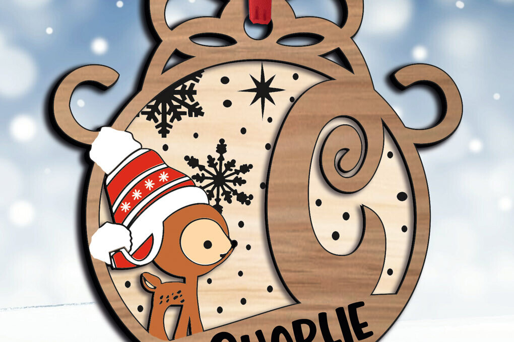 Intra απο ξύλο plywood 3mm-4mm πάχος – Τάρανδος Γράμμα Γ Χριστουγεννιάτικο Στολίδι Δίασταση  20x20 cm INTRAFABR-109710941