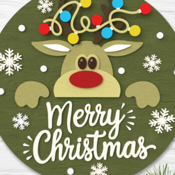 Intra απο ξύλο plywood 3mm-4mm πάχος – Reindeer Merry Christmas Sign Δίασταση  40x30 cm INTRAFABR-107375668 - Image 1