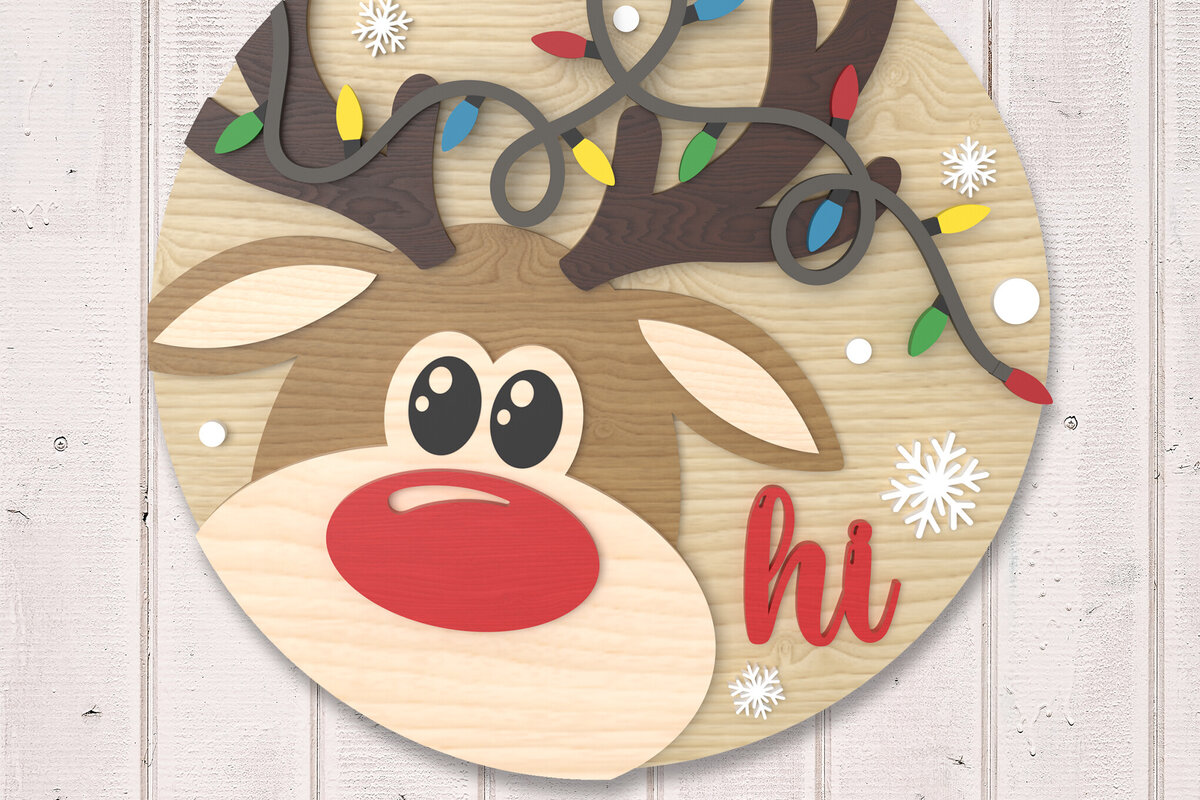 Intra απο ξύλο plywood 3mm-4mm πάχος – Reindeer Merry Christmas Sign Δίασταση  40x30 cm INTRAFABR-106435052