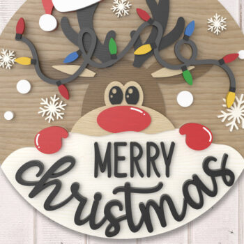 Intra απο ξύλο plywood 3mm-4mm πάχος – Reindeer Merry Christmas Δίασταση  20x20 cm INTRAFABR-106435060 - Image 1