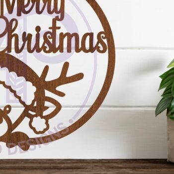 Intra απο ξύλο plywood 3mm-4mm πάχος – Reindeer Merry Christmas επιγραφή τοίχου Δίασταση  40x30 cm INTRAFABR-82511440 - Image 1