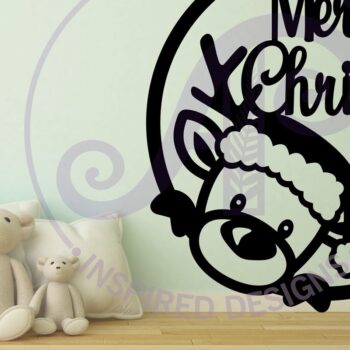 Intra απο ξύλο plywood 3mm-4mm πάχος – Reindeer Merry Christmas επιγραφή τοίχου Δίασταση  40x30 cm INTRAFABR-82511440 - Image 2