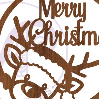 Intra απο ξύλο plywood 3mm-4mm πάχος – Reindeer Merry Christmas επιγραφή τοίχου Δίασταση  40x30 cm INTRAFABR-82511440 - Image 3