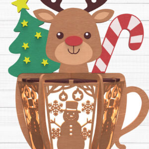 Intra απο ξύλο plywood 3mm-4mm πάχος – Αρχείο Reindeer Mug Lantern Δίασταση  20x20 cm INTRAFABR-109837348