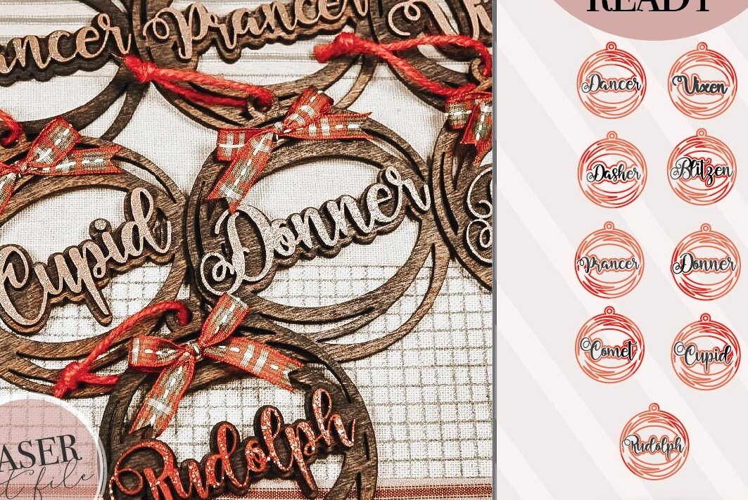 Intra απο ξύλο plywood 3mm-4mm πάχος – Ονόματα ταράνδων Διακοσμητικά Δίασταση  20x20 cm INTRAFABR-72166160