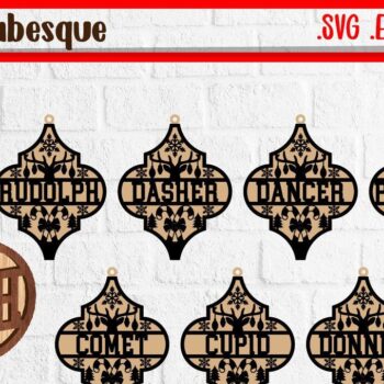 Intra απο ξύλο plywood 3mm-4mm πάχος – Reindeer Names Bundle Cut Laser Δίασταση  20x20 cm INTRAFABR-43081344 - Image 1