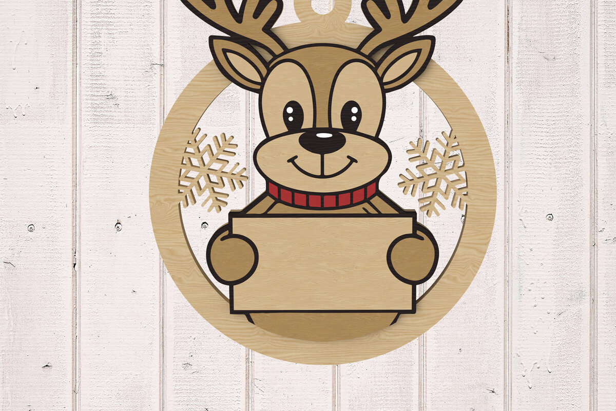 Intra απο ξύλο plywood 3mm-4mm πάχος – Στολίδι με τάρανδο Δίασταση  20x20 cm INTRAFABR-109386495