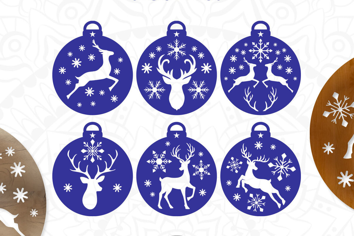 Intra απο ξύλο plywood 3mm-4mm πάχος – Reindeer Ornament,, Αρχεία κοπής με λέιζερ Δίασταση  20x20 cm INTRAFABR-10467672