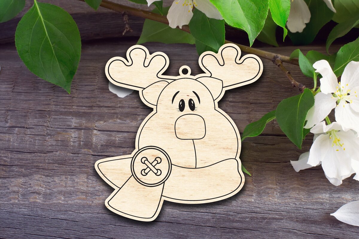Intra απο ξύλο plywood 3mm-4mm πάχος – Reindeer Ornament V2 Δίασταση  20x20 cm INTRAFABR-38015796